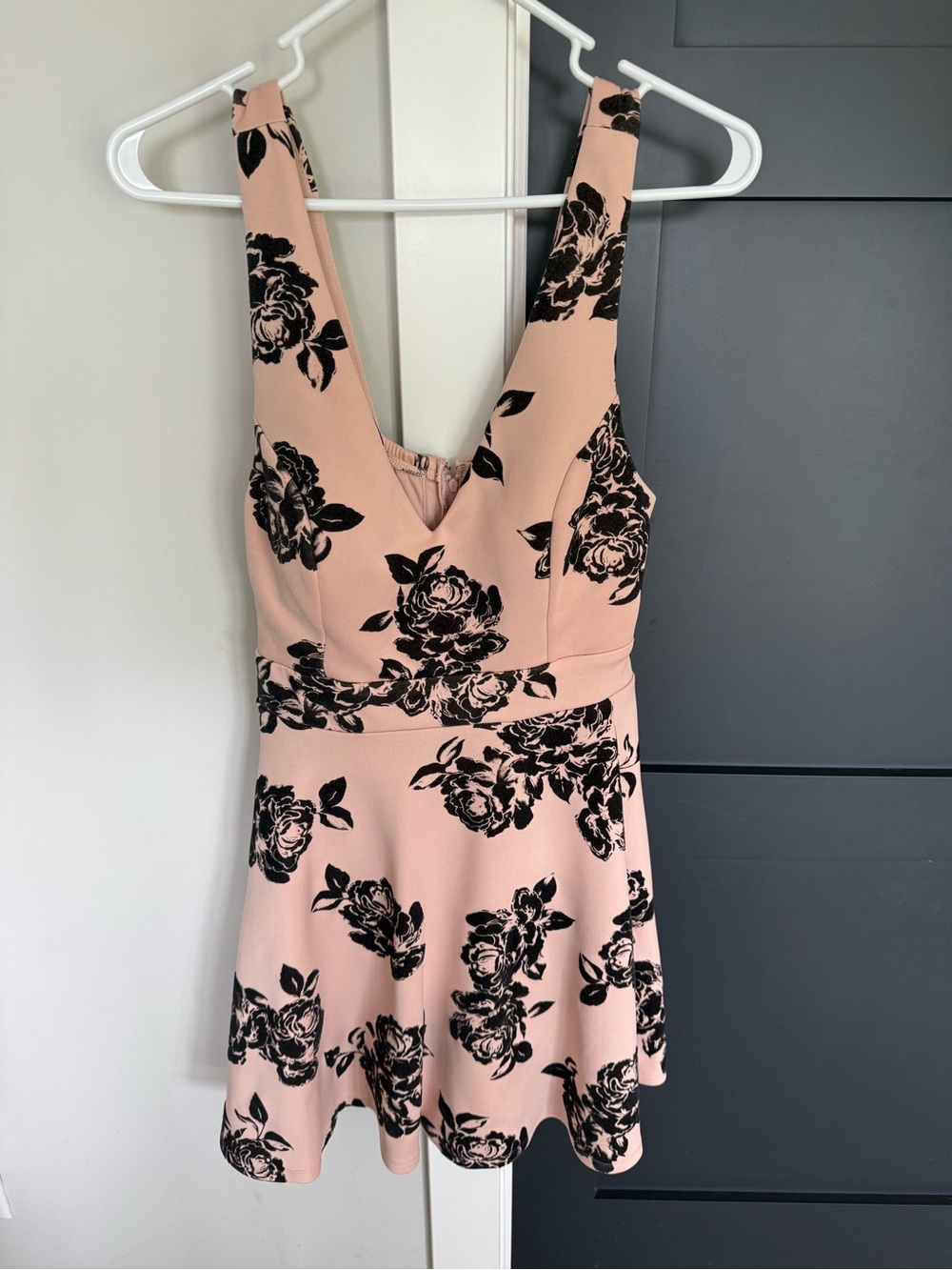 Trixxi Pink Floral Mini Dress with Black Print